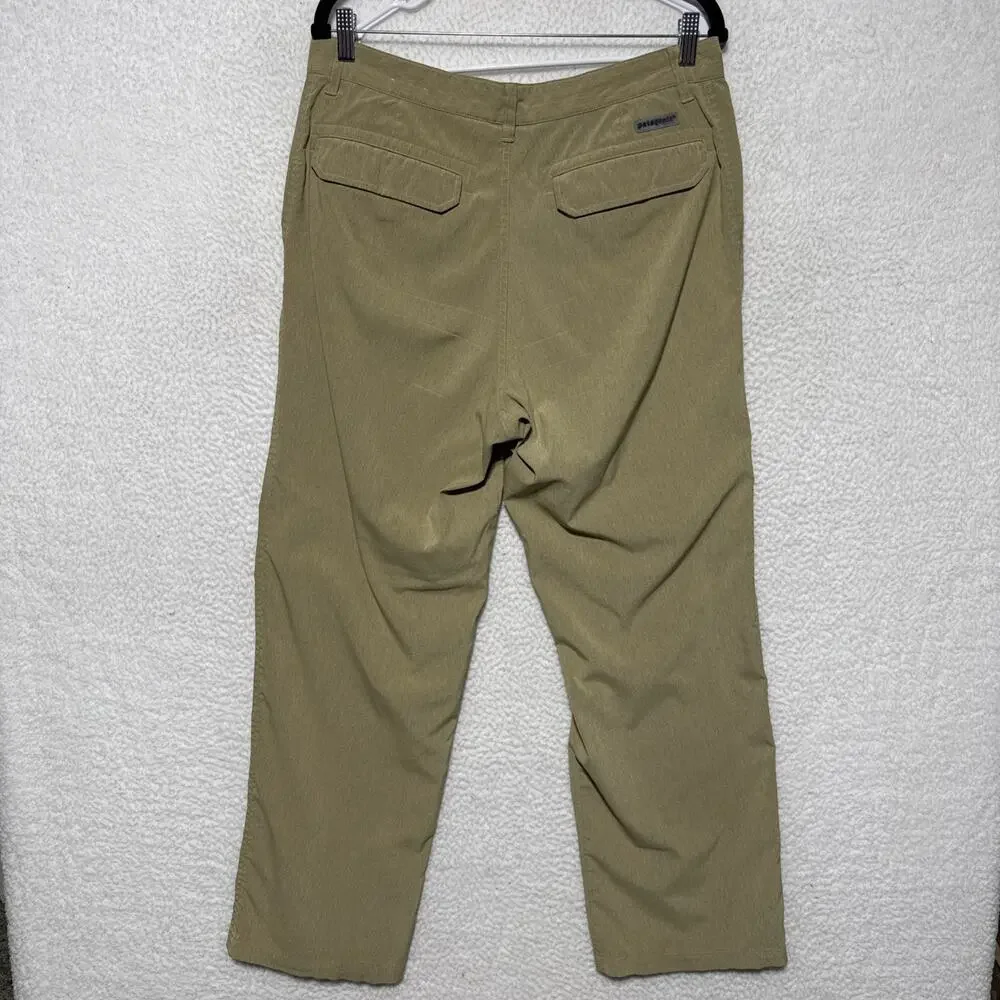 Patagonia Intransit Pants Mens 34 Beige Khaki Chino Outdoor Hiking Flap Pockets